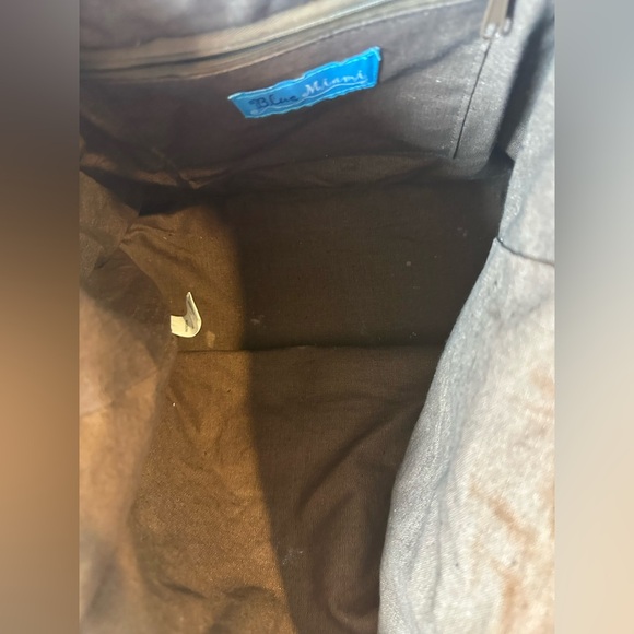 Blue Miami Straw Tote Bag Woven Boho Beach Purse Shell Accent 17”x10” - Picture 11 of 12